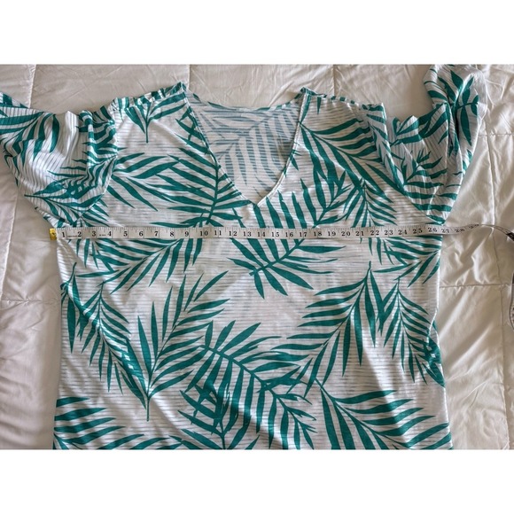 WOMAN'S 2x PULLOVER Bathing Suit Cover Up LEAF PRINT Light Weight Tropical - Picture 3 of 5